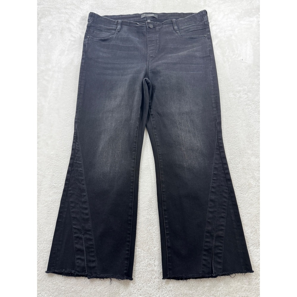 Liverpool Womens The Gia Glider Crop Pull On Black Denim Jeans 16W Meas: 38x26